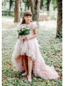 Mauve Lace Tulle High Low Flower Girl Dress